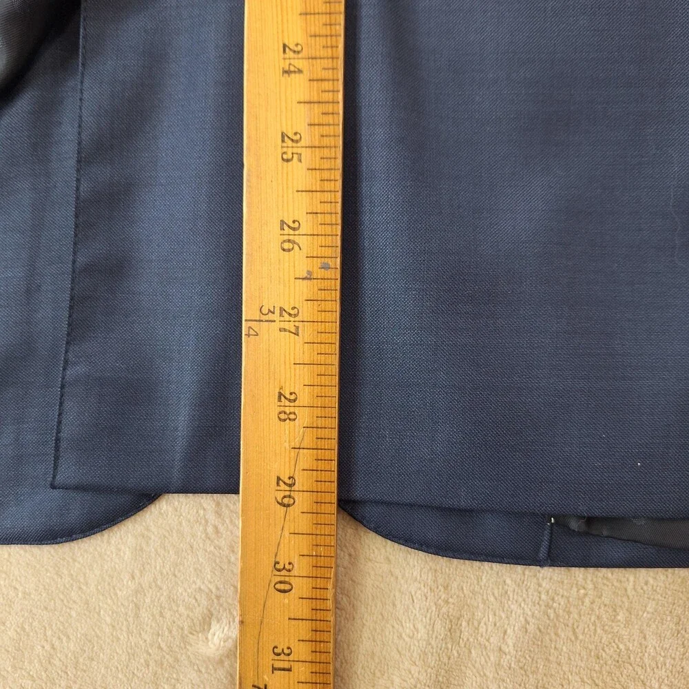 Express Photographer Suit Jacket Mens 38 Blue Solid Single Vent 2 Button Fitted